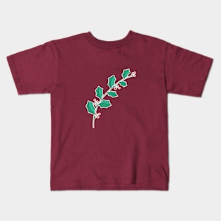 Mistletoe Twig with Reb Berries Kids T-Shirt